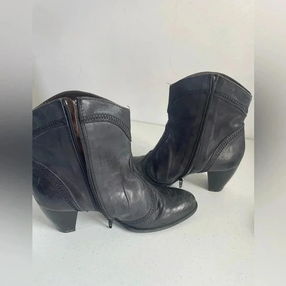 Sesto Meucci Sleek Western Zip Style Charcoal Weave Granny Ankle boots Booties 6 - Picture 6 of 12
